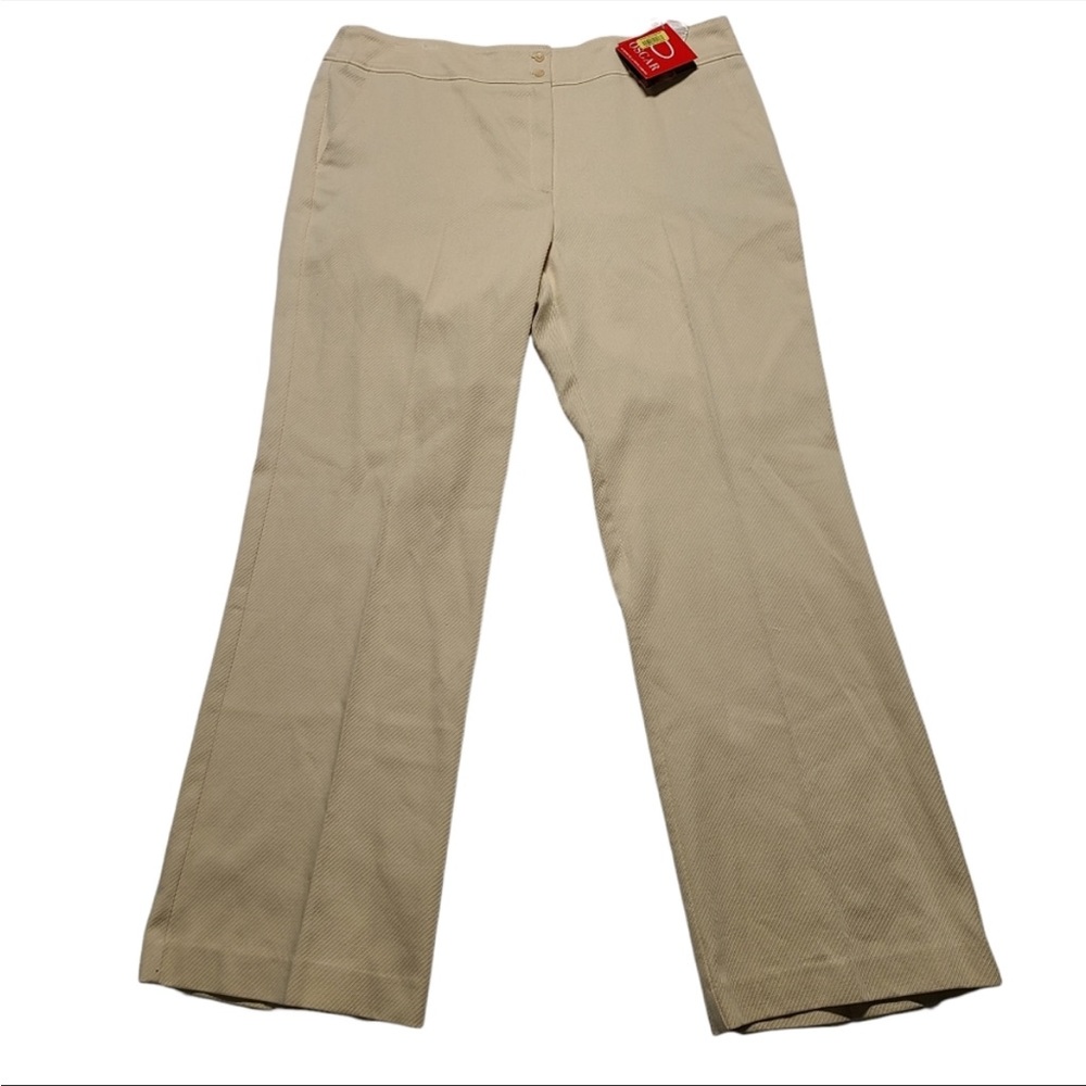 Oscar De La Renta Womens Flat Front Khaki Flare pant
